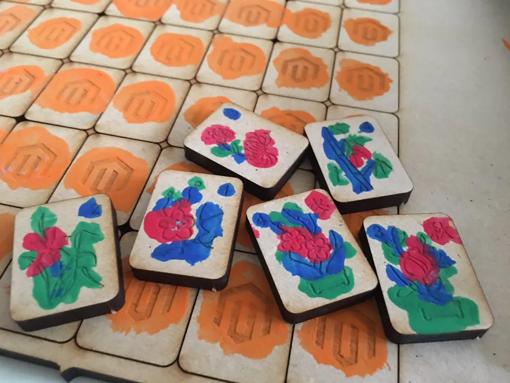 Colouring flower tiles